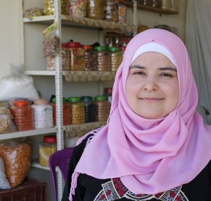Bushra has been running a small grocery shop near the tented settlement where she lives for Syrian refugees after receiving business training and a start-up grant from Concern. Photo: Darren Vaughan/Concern Worldwide