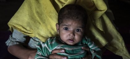Married mum-of-six Reshma* adopted her niece after her sister died during childbirth in one of the Rohingya refugee camps in Cox’s Bazar. 9-month-old Tahira* is severely malnourished Photo: Abir Abdullah/ Concern Worldwide