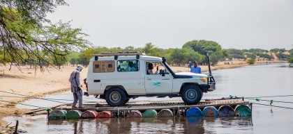 Traversing the Lake Chad region can be very difficult for Concern field staff. Tributaries to the lake run all around the region with few places to cross. Photo: Gavin Douglas