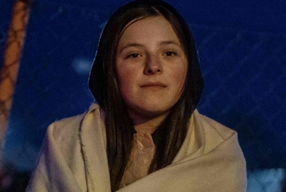 Helena from Lviv is seen at the Medyka pedestrian border crossing, in eastern Poland on February 26, 2022. Photo: Getty Images.