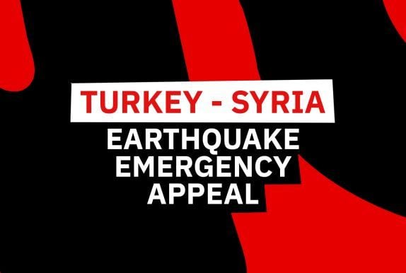 Turkey-Syria Earthquake Emergency Appeal written on red and black background