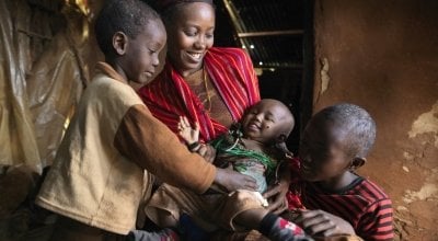 After Nasibo Asuran gave birth to her eight-month-old daughter, Ramah – a Concern trained community health volunteer – was sent to ensure that her baby had a healthy start to life. Kenya. Photo: Peter Caton/Concern