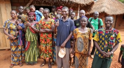Farmers at their communal food store near the village of Kolongo. Photo: Kieran McConville / Concern Worldwide
