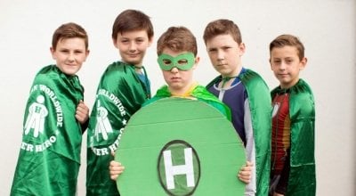 Nathan, David, Craig, Stephen and Jacob from Scoil na Mainistreach in Co. Kildare stepped up to become hunger heroes for Concern. Photo: Jason Clarke / Concern Worldwide.