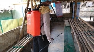 A Concern nutrition centre being disinfected in Cox's Bazar