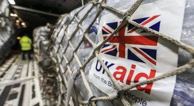 A UK aid delivery is prepared