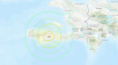 Location of earthquake in Haiti, August 2021