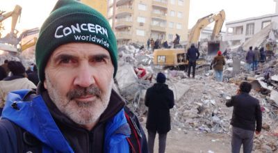 Concern's Kieran McConville in Adiyaman, Turkey, shortly after the earthquake struck.