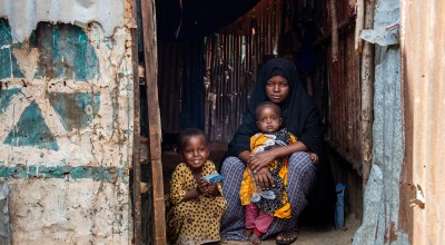Rugiyo* (20) mother of 2 children lives in an IDP site in Mogadishu with her husband and children. Photo: Mustafa Saeed/Concern Worldwide