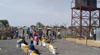 People in South Sudan at a borehole