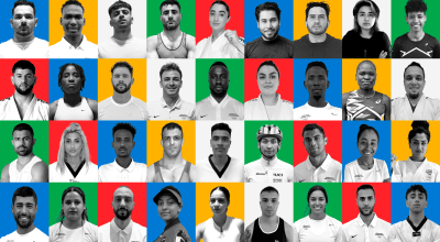 Collage of the Refugee Olympics Team 