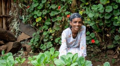 Mother of one, Asmaru Derebe at her home garden. Photo:Eugene Ikua/Concern Worldwide