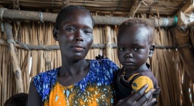 Angelina with her daughter Nyachar (3) at Chotyiel Primary Health Care Centre, Guit County, Unity State, South Sudan. Photo: Eugene Ikua/Concern Worldwide 