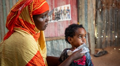 Calaso* (37) is a mother of five children. Calaso and her family moved to the refugee camp due to recurring droughts. She brought her child to the MCH (Maternal & Baby Health Center) in Siinkadheer after her child became malnourished. (Photo: Mustafa Saeed/Concern Worldwide)