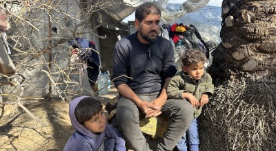 A man and his children in Gaza