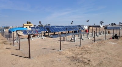 Solar-panels for water network in IDP Camp Northern Syria. Photo: Concern Worldwide.