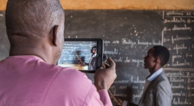 Teachers filming their lessons for review and feedback. Photo: Concern Worldwide.