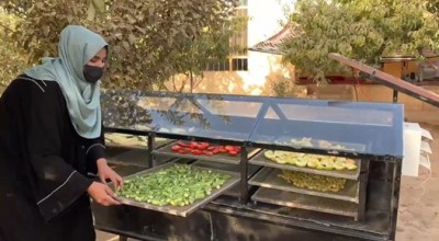 Solar dryer for food preservation in Afghanistan. Photo: Concern Worldwide. 