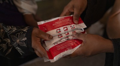 Concern staff provide RUTF