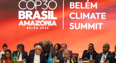 Brazilian President Luiz Inácio Lula da Silva and UN Secretary-General António Guterres during Thematic Session 3: Ten Years on from the Paris Agreement at the Belém Climate Summit.