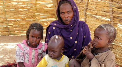 Woman in Chad with three young children