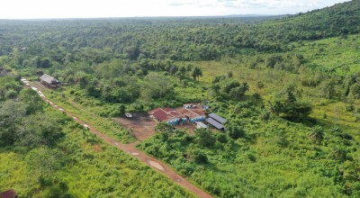 Aerial views of Bauya Health Centre in a very rural part in Sierra Leone. Photo: Gavin Douglas/Concern Worldwide.