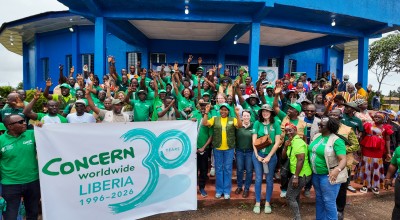 Concern Liberia team celebrate Concern's 30th anniversary in Buchanan. 