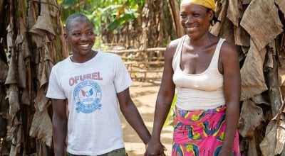 Rebecca Dolley with her husband Jeremiah in Nakai Town. The couple have four children together. Photo: Gavin Douglas / Concern Worldwide