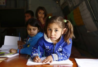 Farah* attends a non-formal education programme in an informal settlement that focuses on early childhood education in Akkar, north Lebanon. Photo: Chantale Fahmi/Concern Worldwide.